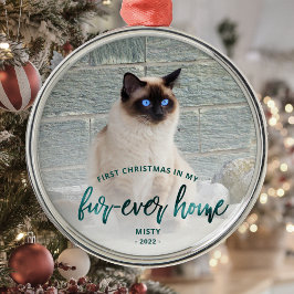 Adorno Metálico Foto mascota Primera Navidad Para Siempre Verde Ve