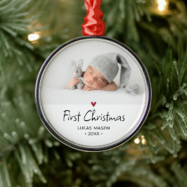 Adorno Metálico Foto moderna del primer bebé en Navidad