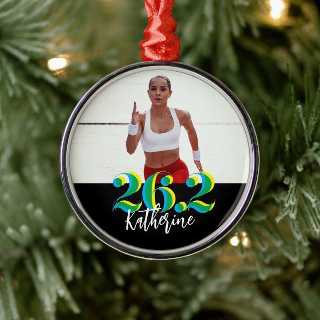 Adorno Metálico Foto personalizada 26.2 Maratón en ejecución (Árbol)