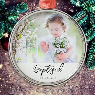 Adorno Metálico Foto personalizada de Bautismo Keepsake