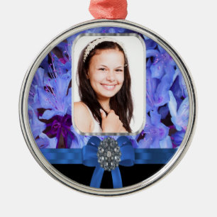 Adorno Metálico Foto personalizada de flor azul