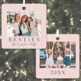 Adorno Metálico Foto personalizada de la mejor amiga en rosa claro