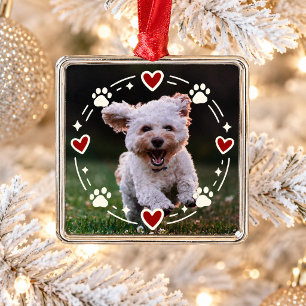 Adorno Metálico Foto personalizada de mascota Huellas de perro ado