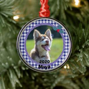 Adorno Metálico Foto personalizada de Navidades de perro cachorro