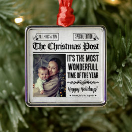 Adorno Metálico Foto personalizada de periódico de Navidad