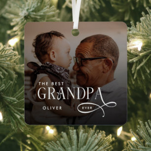 Adorno Metálico Foto Personalizada del Mejor Abuelo Moderno