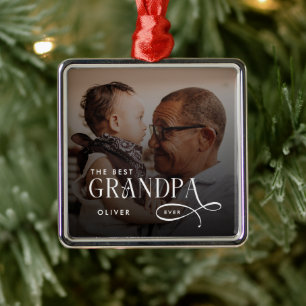 Adorno Metálico Foto Personalizada del Mejor Abuelo Moderno