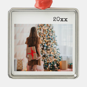 Adorno Metálico Foto personalizada minimalista con año
