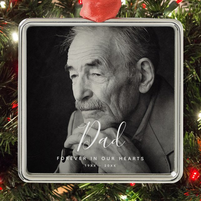 Adorno Metálico Foto personalizado de muerte en memoria personaliz ("Dad" Photo Memorial Ornament)
