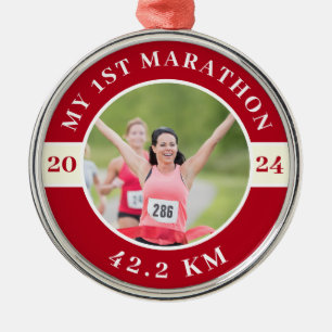 Adorno Metálico Foto personalizado Mi Primera Maratón 42.2
