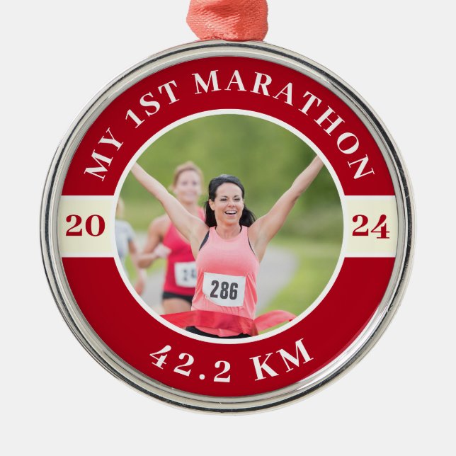 Adorno Metálico Foto personalizado Mi Primera Maratón 42.2 (Frente)