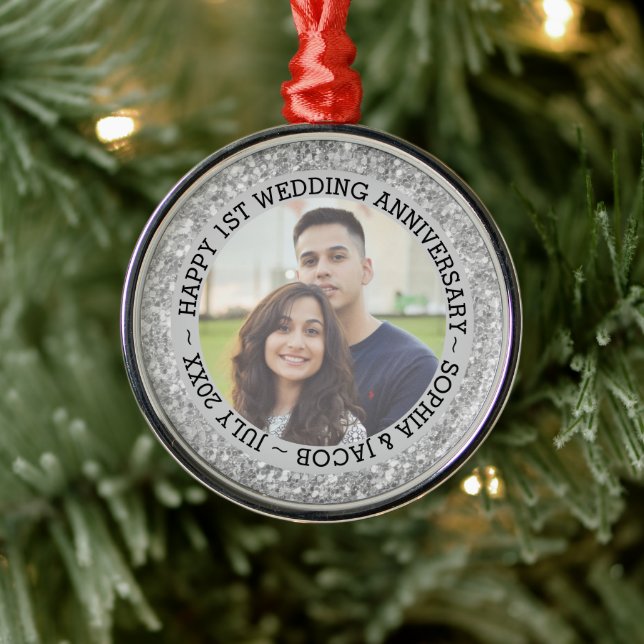 Adorno Metálico Foto personalizado Primer aniversario Boda (Árbol)