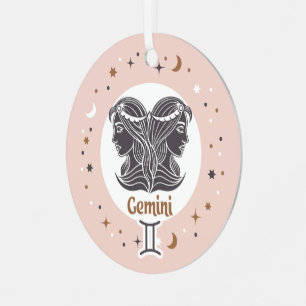 Adorno Metálico Foto personalizado Rótulo Zodiac Gemini