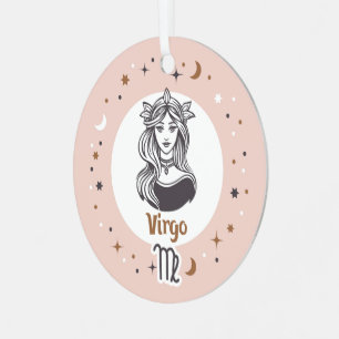 Adorno Metálico Foto personalizado Rótulo Zodiac Virgo