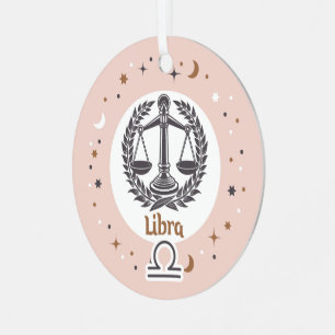 Adorno Metálico Foto personalizado Zodiac Rótulo Libra