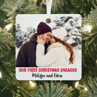 Adorno Metálico Foto Primer Personalizado Mínimo de Navidad Compro