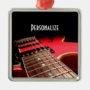 Adorno Metálico Foto roja brillante de la guitarra eléctrica