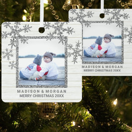 Adorno Metálico Fotografía de doble cara con estilo de copo de nie