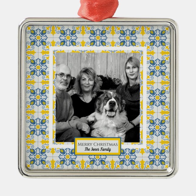 Adorno Metálico Fotografía de mosaicos portugueses para Navidades  (Frente)