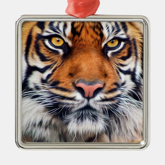 Adorno Metálico Fotografía de pintura de tigre siberiano masculino (Frente)