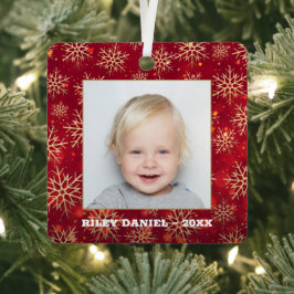 Adorno Metálico Fotografía de Snowflakes Red