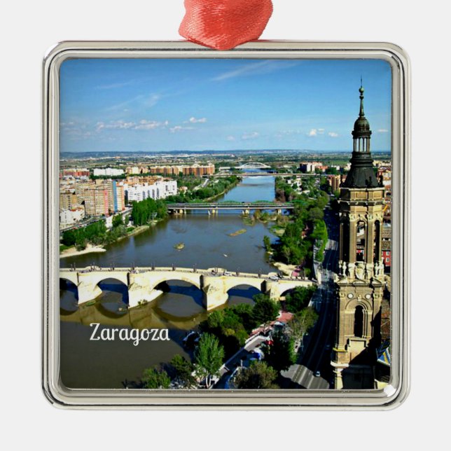 Adorno Metálico Fotografía panorámica de Zaragoza, España, (Frente)