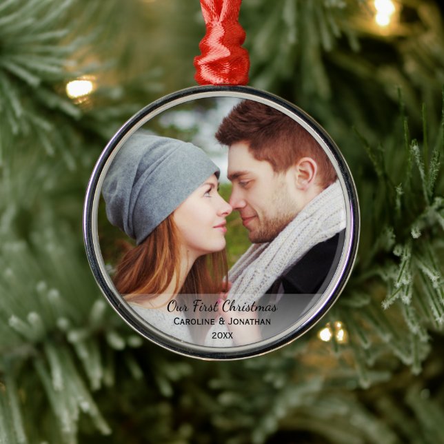 Adorno Metálico Fotografía personalizada y recién casada Nuestra p (Árbol)