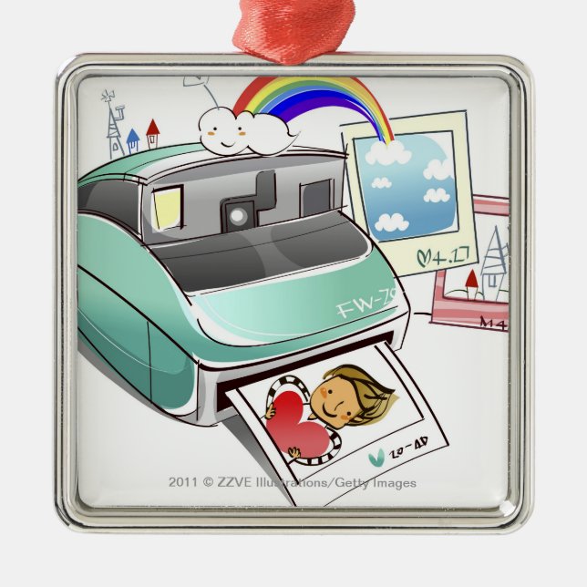 Adorno Metálico Fotografía que sale de una cámara instantánea (Frente)