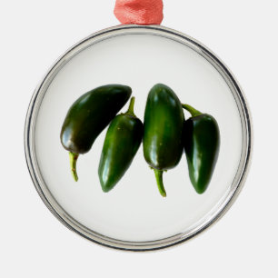Adorno Metálico Fotografía verde de cuatro pimientos jalapeno