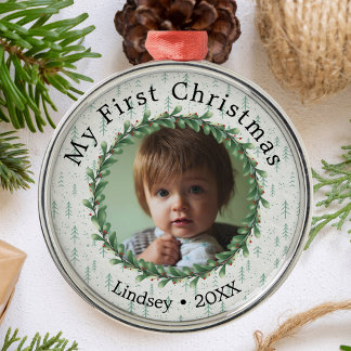 Adorno Metálico Fotos-bebés personalizados primera Navidad