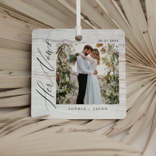 Adorno Metálico Fotos de bodas con estampado de madera minimalista