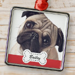 Adorno Metálico Fotos de mascotas sobre el nombre de un hueso de p<br><div class="desc">Agregue el nombre del mascota en la tipografía de escritura lúdica en una simple placa de nombre óseo de perro. Añadir foto de mascota personalizado.</div>