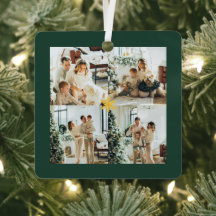Fotos de Navidad Elegantes en Verde y Dorado -
