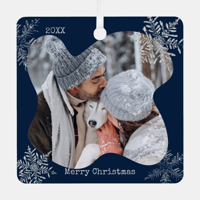 Adorno Metálico Fotos de Personalizados de copos de nieve con prob (Anverso)