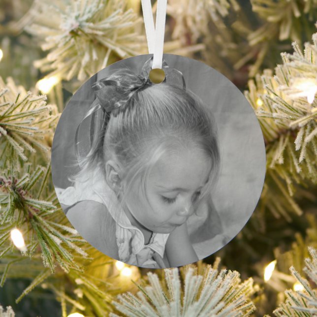 Adorno Metálico Fotos del Monograma de Holiday Holly Personalizada (in situ)