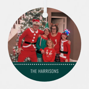 Adorno Metálico Fotos navideñas de Feliz Verde Abierto