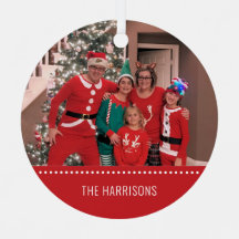 Fotos navideñas merry Rojo redondo personalizado