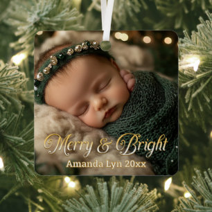 Adorno Metálico Fotos personalizadas para bebés merry y luminosas