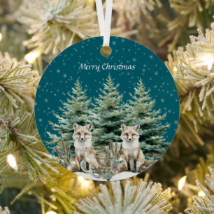 Adorno Metálico Fox Christmas Tree Sleigh Snowflakes