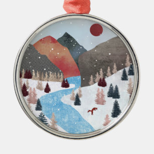 Adorno Metálico Fox de la caza de invierno