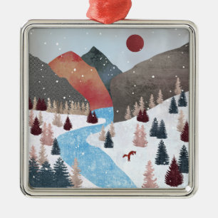 Adorno Metálico Fox de la caza de invierno