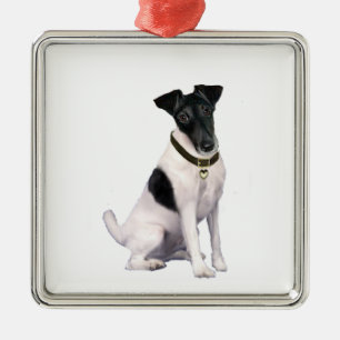 Adorno Metálico Fox Terrier (A) - Suave - blanco y negro
