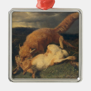 Adorno Metálico Fox y liebres, 1866