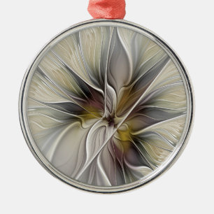 Adorno Metálico Fractal floral, flor de fantasía con colores de la