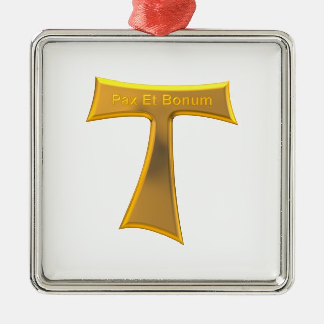 Adorno Metálico Franciscan Tau Cross Pax Et Bonum Gold Metallic (Frente)