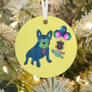 Adorno Metálico Französische-Bulldogge Anhänger Keramik Ornament