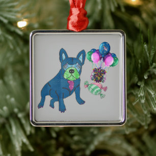 Adorno Metálico Französische Bulldogge Anhänger Silbernes Ornament