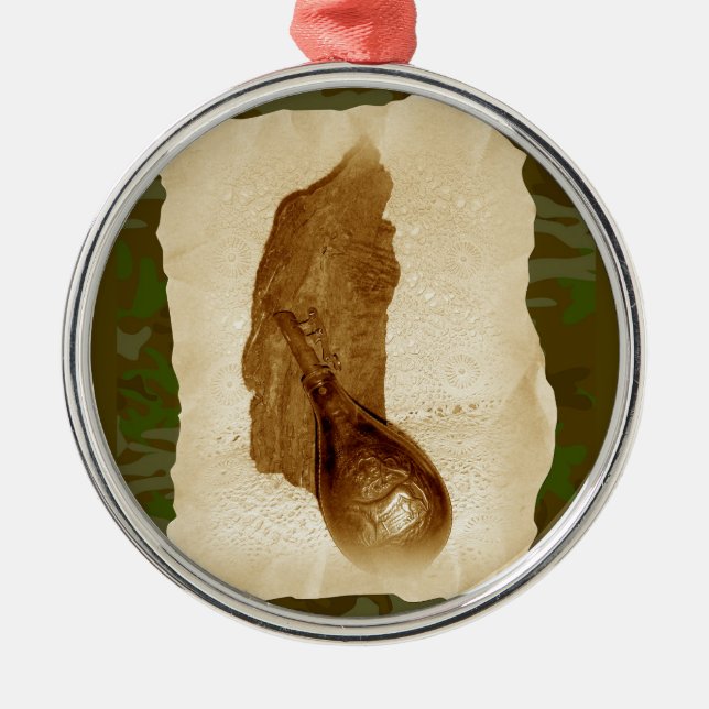 Adorno Metálico Frasco en polvo de cuero antiguo (Frente)