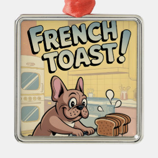 Adorno Metálico French Bulldog Breakfast Cartoon Art
