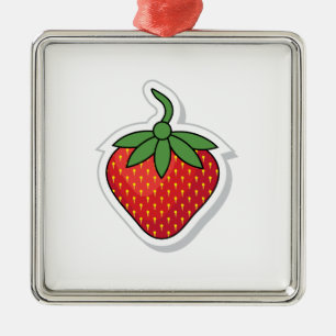 Adorno Metálico Fresa dulce rojo